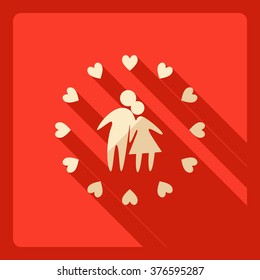 Flat modern design with shadow  Icon couple in love