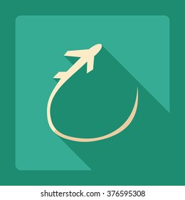 Flat modern design with shadow Icon  plane aircraft
