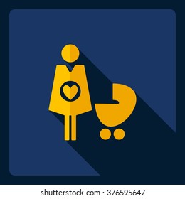 Flat modern design with shadow  Icon mother with her baby