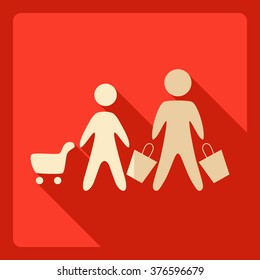 Flat modern design with shadow  Icon shopping