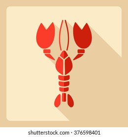 Flat modern design with shadow  Icon lobster