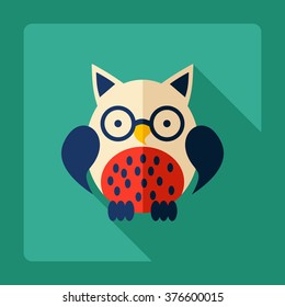 Flat modern design with shadow Icon  owl