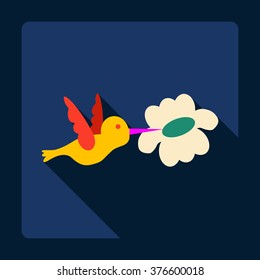 Flat modern design with shadow Icon  bird