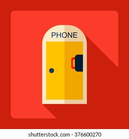 Flat modern design with shadow Icon  phone booth