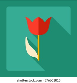 Flat modern design with shadow Icon  tulip