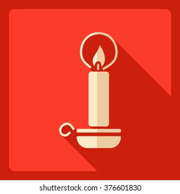 Flat modern design with shadow  Icon candle