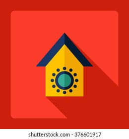 Flat modern design with shadow Icon  bird house