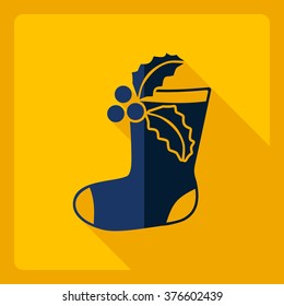 Flat modern design with shadow  Icon Christmas sock