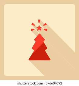 Flat modern design with shadow  Icon Christmas tree