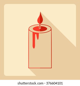 Flat modern design with shadow  Icon Christmas candle