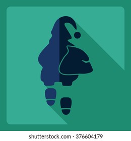 Flat modern design with shadow  Icon elves Father Christmas
