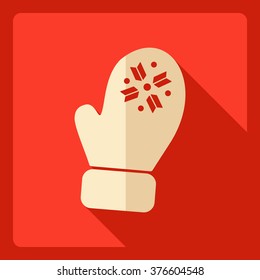 Flat modern design with shadow  Icon mitten