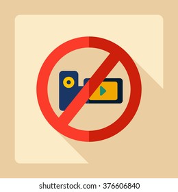Flat modern design with shadow Icon  symbol ban video