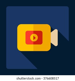 Flat modern design with shadow Icon video camera