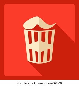 Flat modern design with shadow  Icon popcorn
