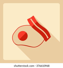 Flat modern design with shadow  Icon bacon and eggs