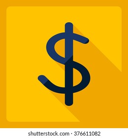 Flat modern design with shadow  Icon dollar