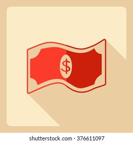 Flat modern design with shadow  Icon dollar
