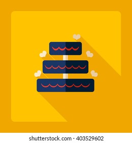 Flat modern design with shadow Icon  a wedding cake