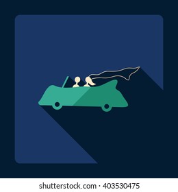 Flat modern design with shadow Icon  bride and groom