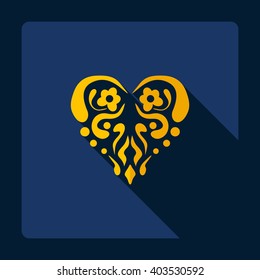 Flat modern design with shadow Icon  vintage heart