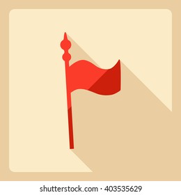 Flat modern design with shadow Icon medieval flag