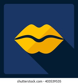 Flat modern design with shadow  Icon lips