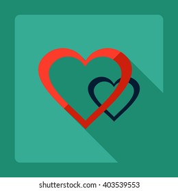 Flat modern design with shadow Icon  heart