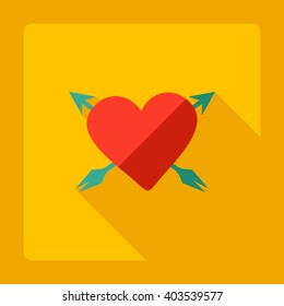Flat modern design with shadow Icon  heart