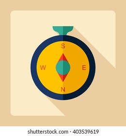 Flat modern design with shadow Icon  compass
