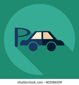 Flat modern design with shadow  Icon parking