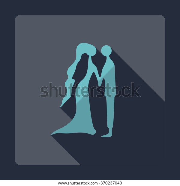 Flat
modern design with shadow Icon  bride and
groom