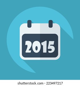 Flat modern design with shadow icons for web design and mobile applications, SEO. search Engine Optimization: calendar the inscription 2015