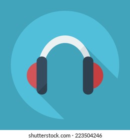 Flat modern design with shadow icons for web design and mobile applications, SEO. search Engine Optimization: headphones