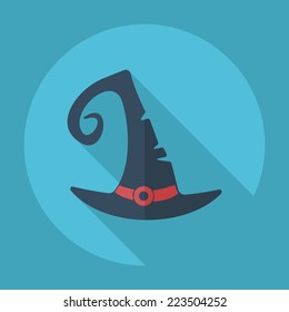 Flat modern design with shadow icons for web design and mobile applications, SEO. search Engine Optimization: witch hat