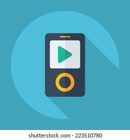 Flat modern design with shadow icons for web design and mobile applications, SEO. search Engine Optimization: mp4 player play