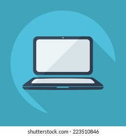 Flat modern design with shadow icons for web design and mobile applications, SEO. search Engine Optimization: laptop