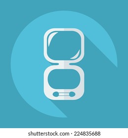 Flat modern design with shadow icons for web design and mobile applications, SEO. search Engine Optimization: female mirror, powder