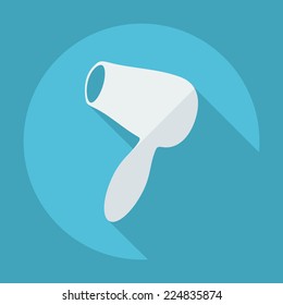 Flat modern design with shadow icons for web design and mobile applications, SEO. search Engine Optimization: hairdryer