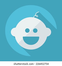 Flat modern design with shadow icons for web design and mobile applications, SEO. search Engine Optimization: the boy's face