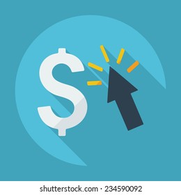 Flat modern design with shadow icons for web design and mobile applications, SEO. search Working Optimization: dollar