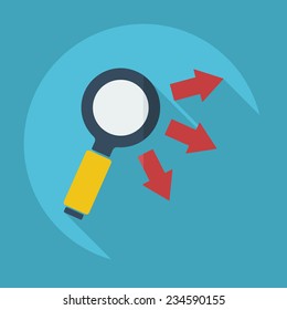 Flat modern design with shadow icons for web design and mobile applications, SEO. search Working Optimization: magnifier