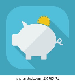 Flat modern design with shadow icons for web design and mobile applications, SEO. search Working Optimization: piggy pig