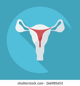 Flat modern design with shadow icons uterus