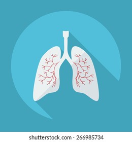 Flat modern design with shadow icons lungs