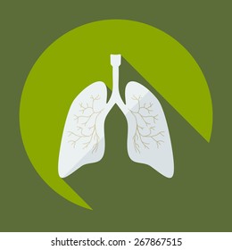 Flat modern design with shadow icons lungs