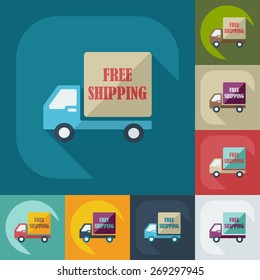 Flat modern design with shadow icons car shipping