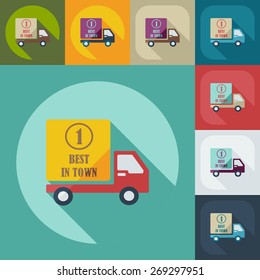 Flat modern design with shadow icons car shipping