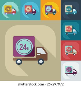 Flat modern design with shadow icons car shipping