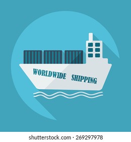 Flat modern design with shadow icons ship delivery